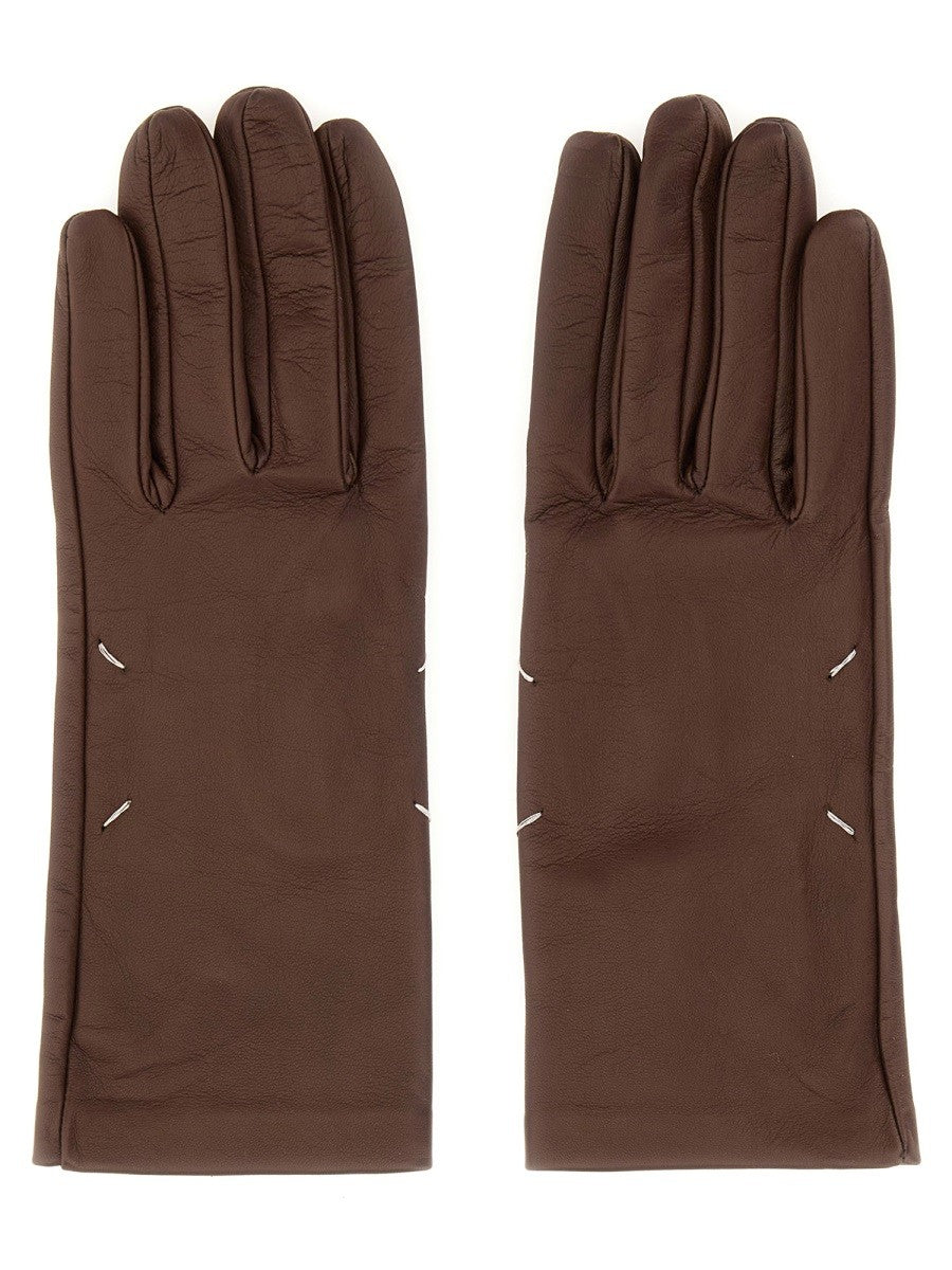 Maison Margiela Women's Leather Gloves Brown