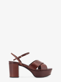Miu Miu Women's Leather Heeled Sandals Brown