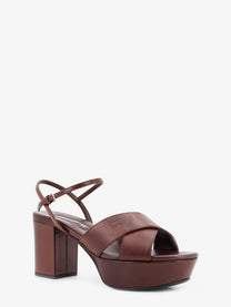 Miu Miu Women's Leather Heeled Sandals Brown