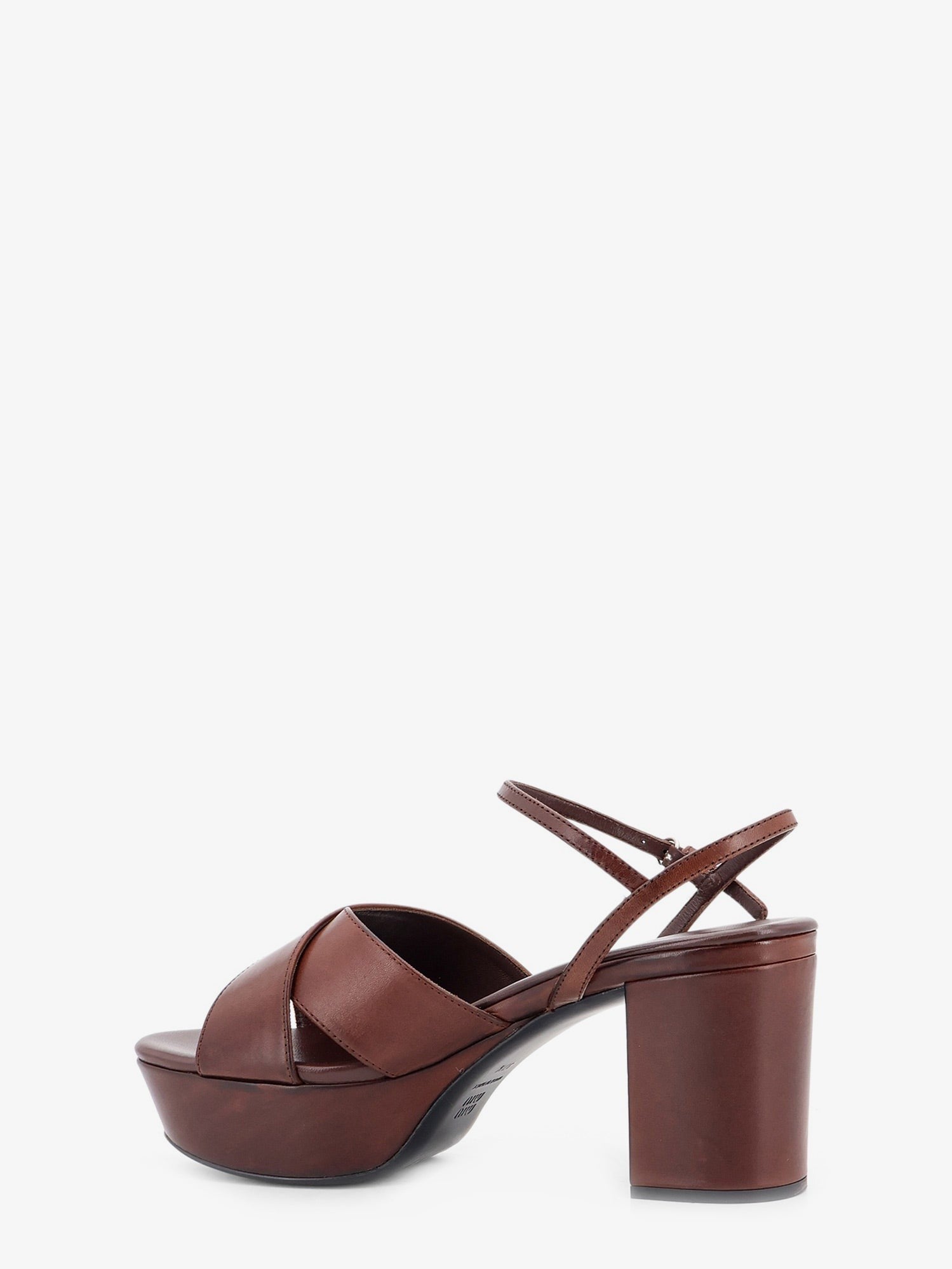Miu Miu Women's Leather Heeled Sandals Brown