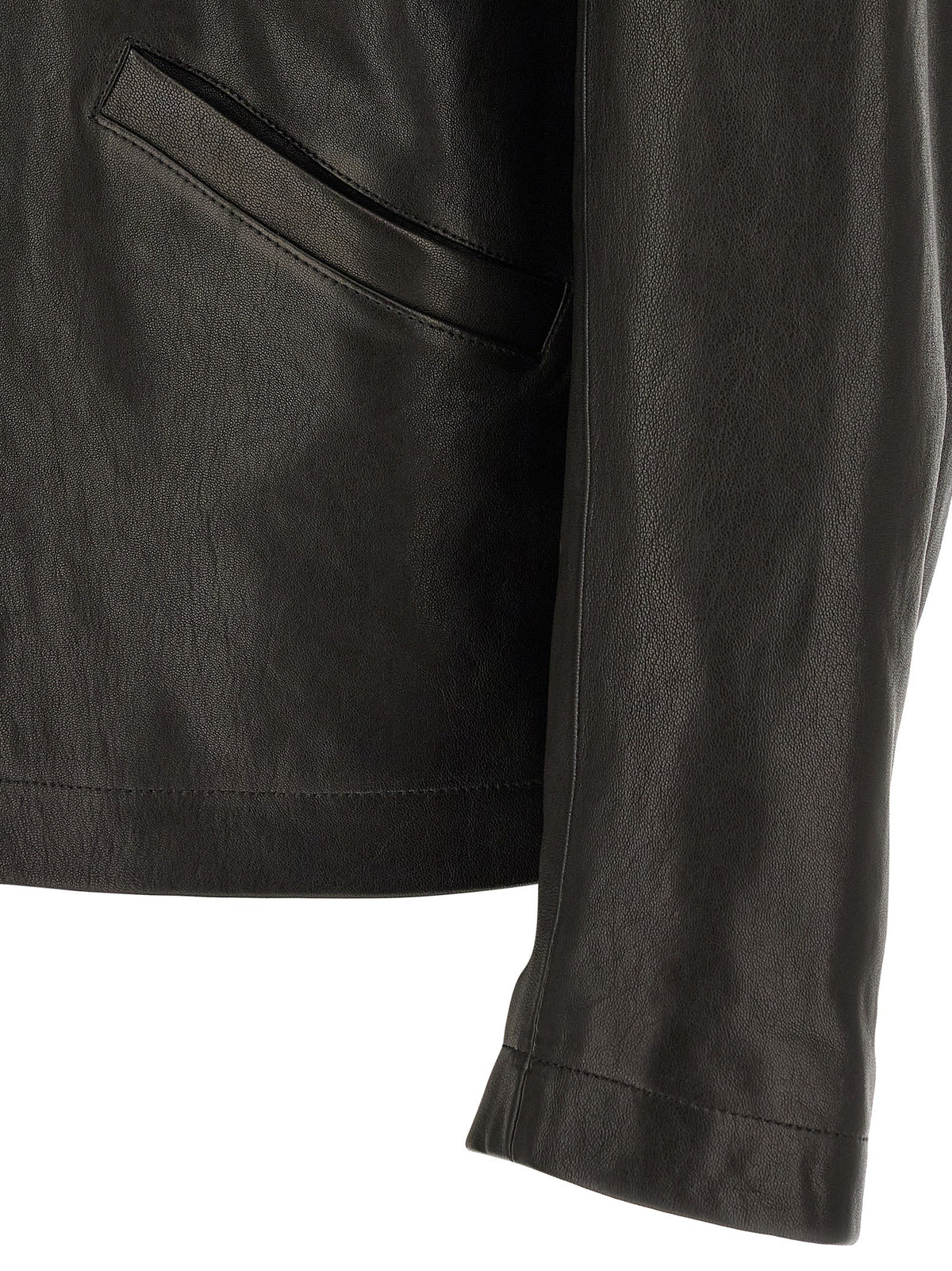 Lemaire Leather Jacket Black, view 4
