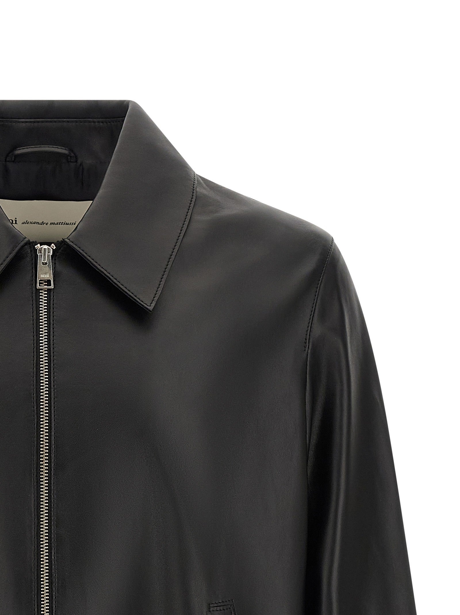 Ami Paris Leather Jacket Black