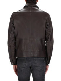 Boss Men's Leather Jacket Brown