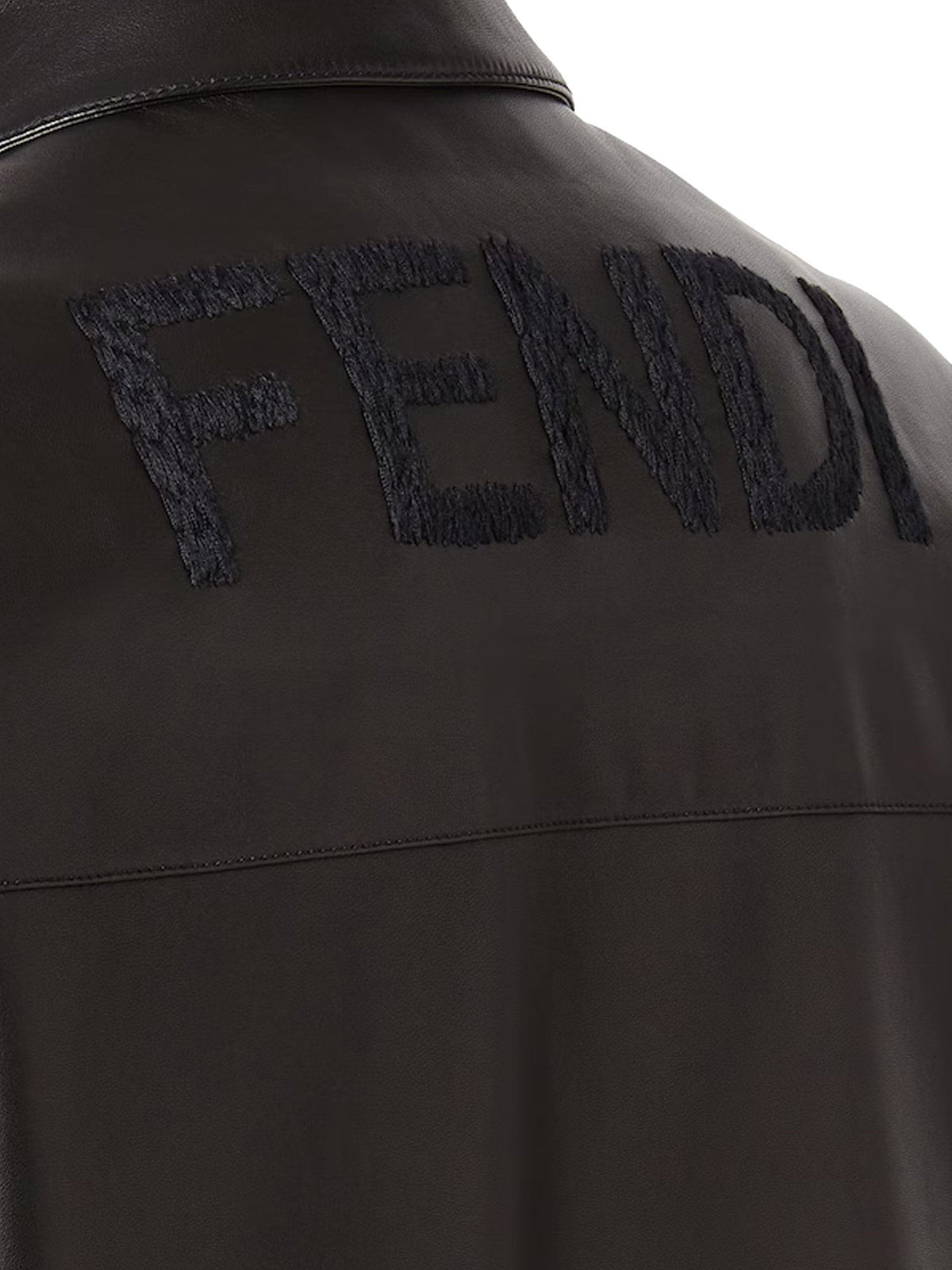 Fendi Men's Leather Jacket Black, view 3