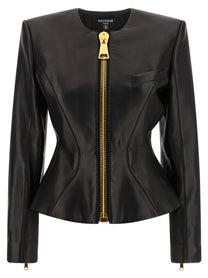 Balmain Leather Jacket Black