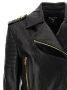 Balmain Leather Jacket Black, view 3