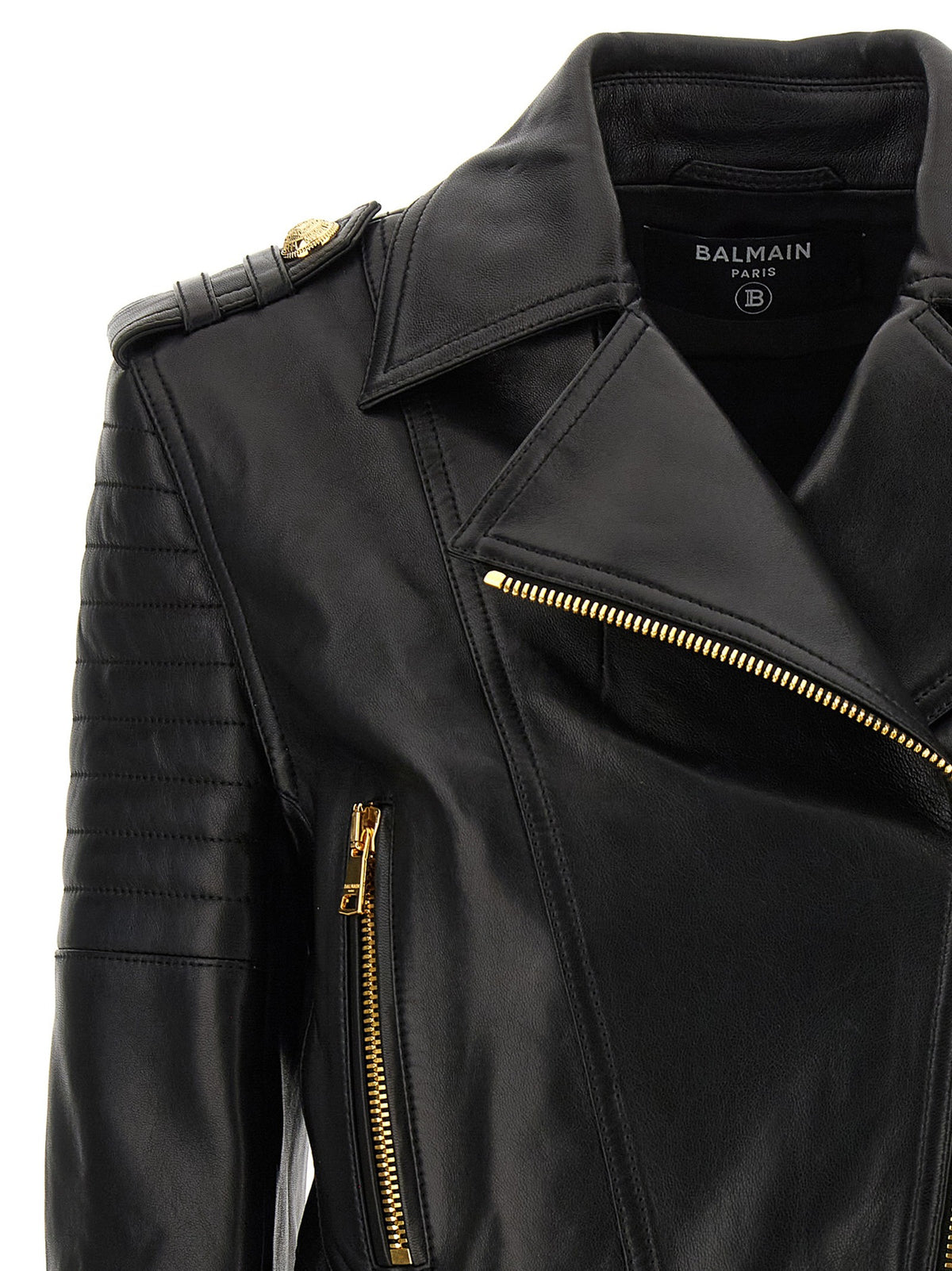 Balmain Leather Jacket Black, view 3