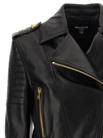 Balmain Leather Jacket Black, view 3
