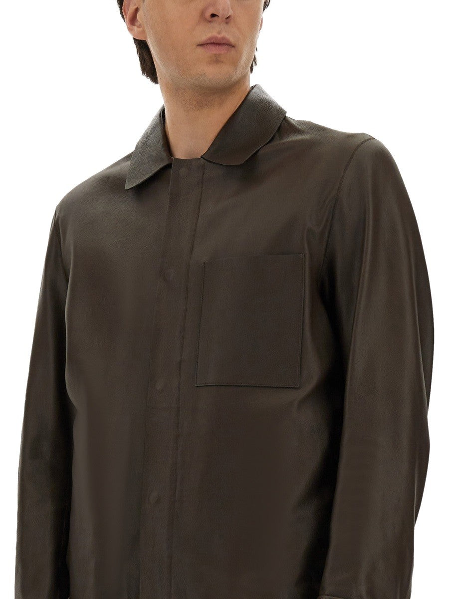 Boss Camel Men's Leather Jacket Brown