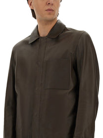 Boss Camel Men's Leather Jacket Brown