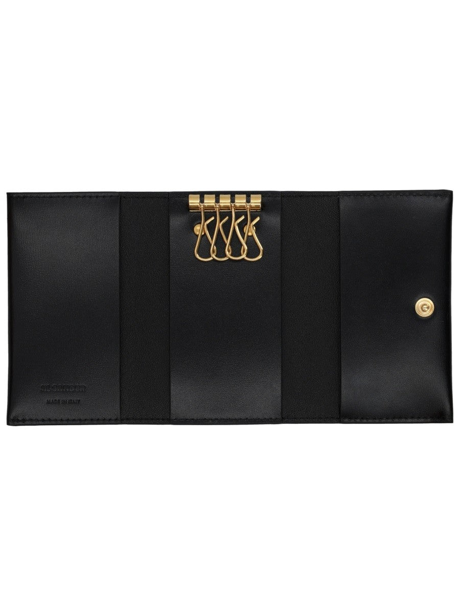 Jil Sander Women's Leather Keychain Clutch Bag Black