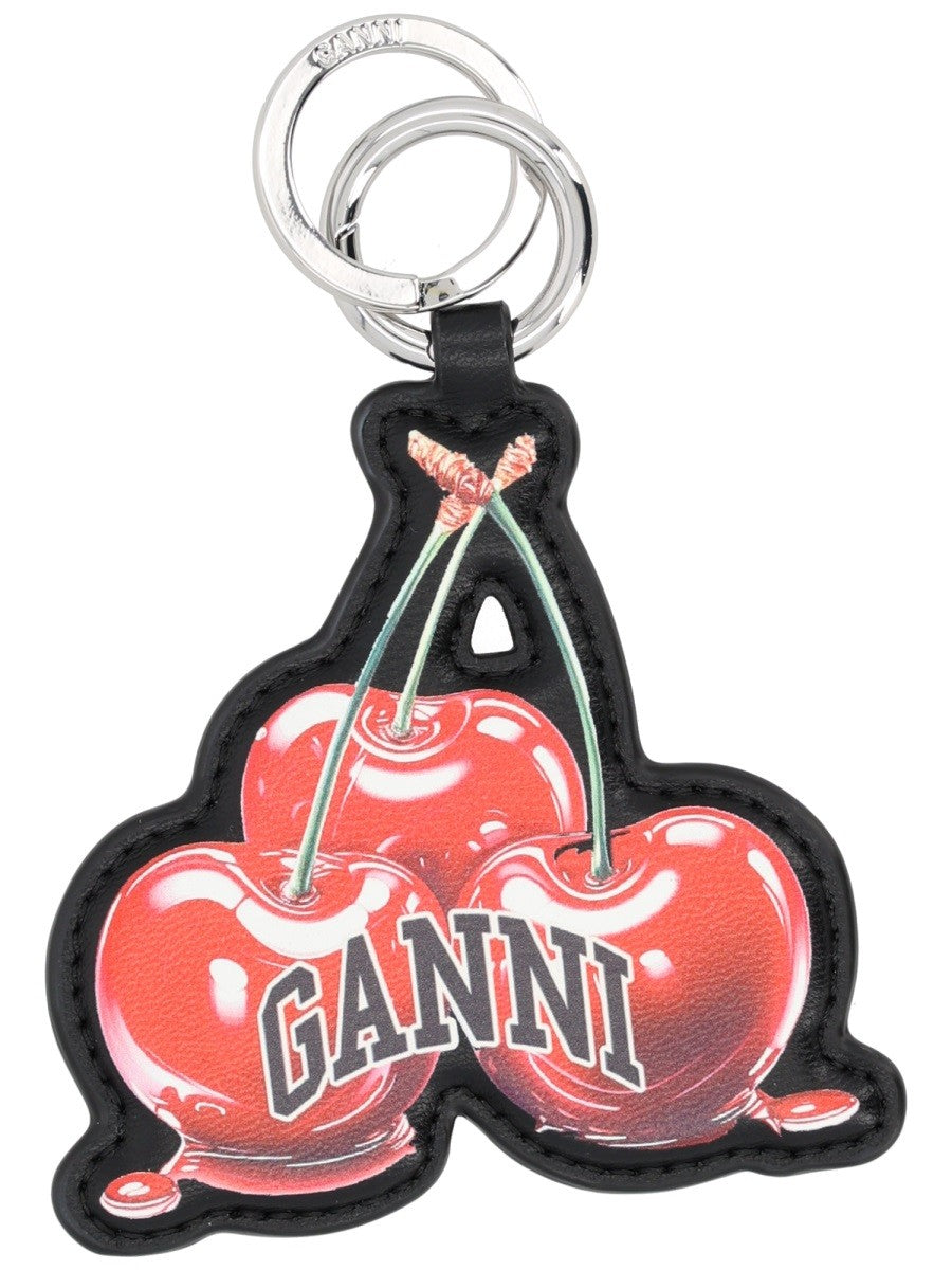 Ganni Women's Leather Keychain Black