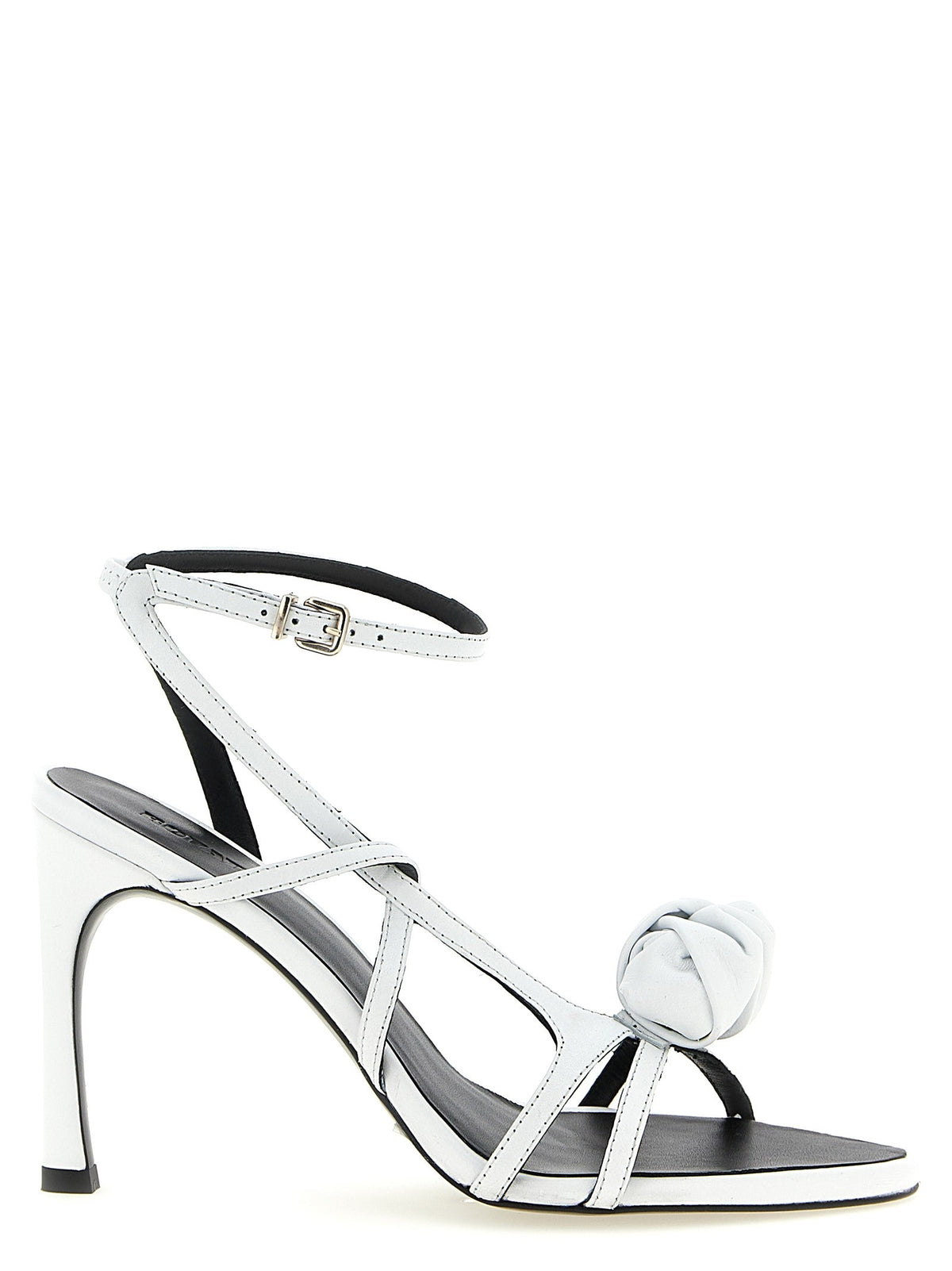 ROTATE Birger Christensen Leather Knot Sandals White