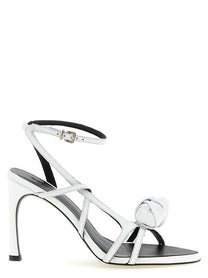 ROTATE Birger Christensen Leather Knot Sandals White