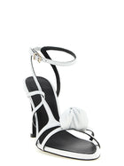 ROTATE Birger Christensen Leather Knot Sandals White, view 2