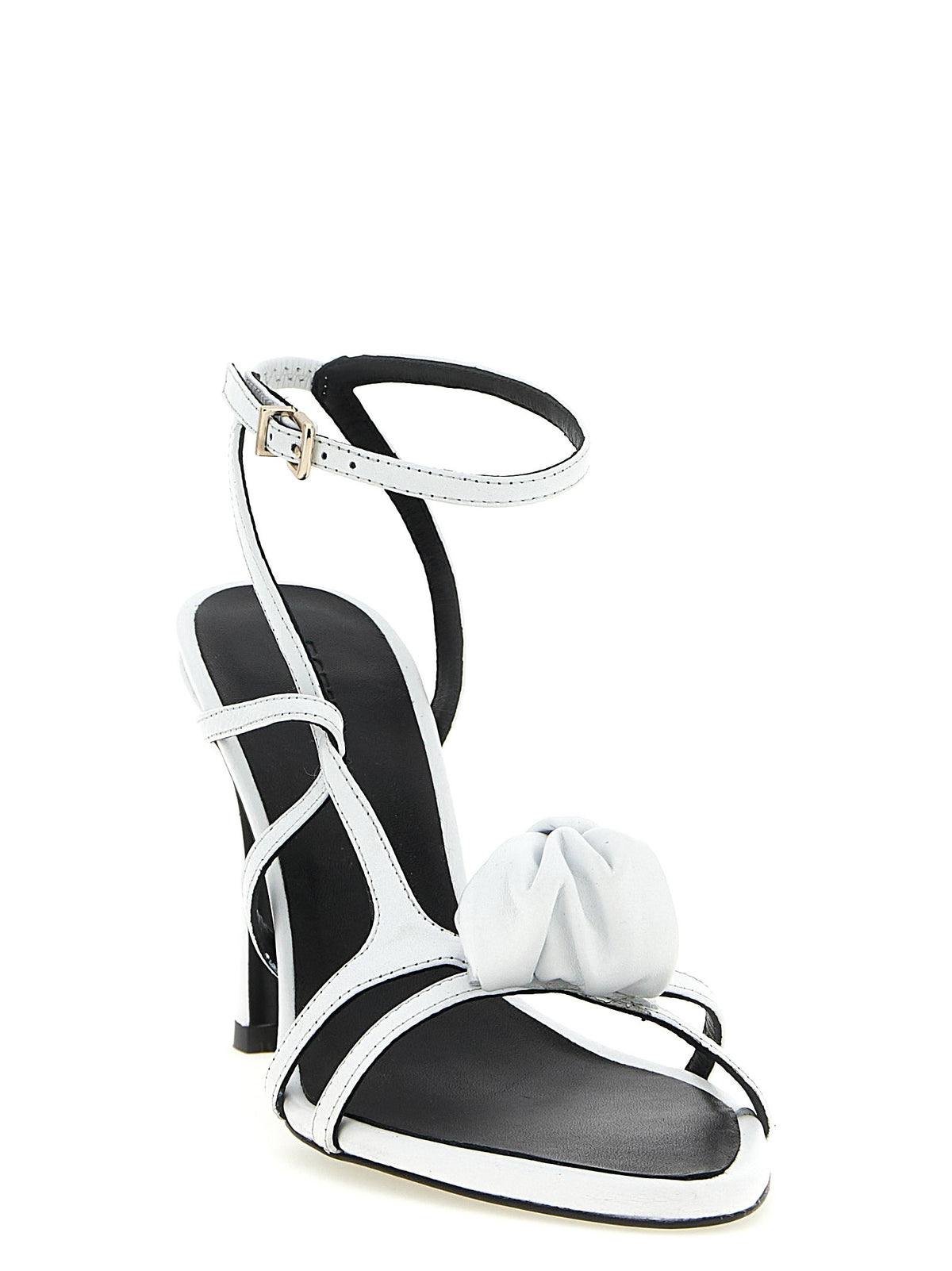 ROTATE Birger Christensen Leather Knot Sandals White