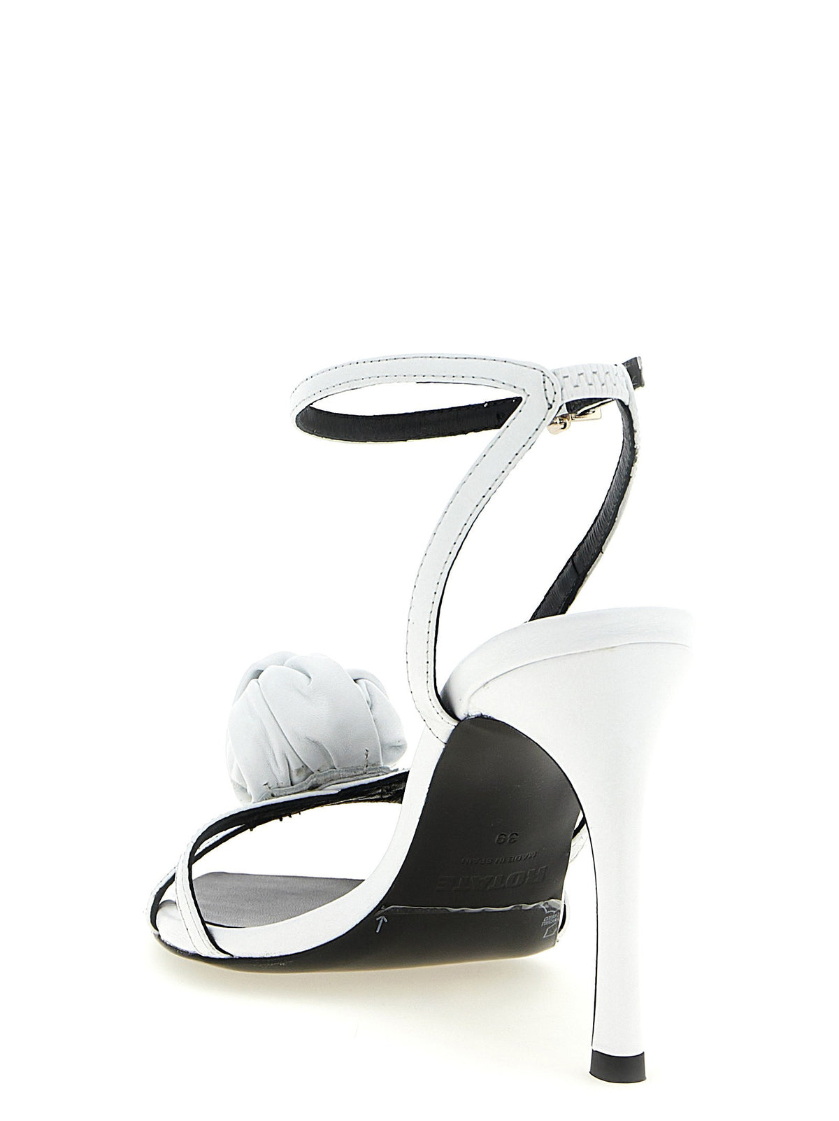 ROTATE Birger Christensen Leather Knot Sandals White