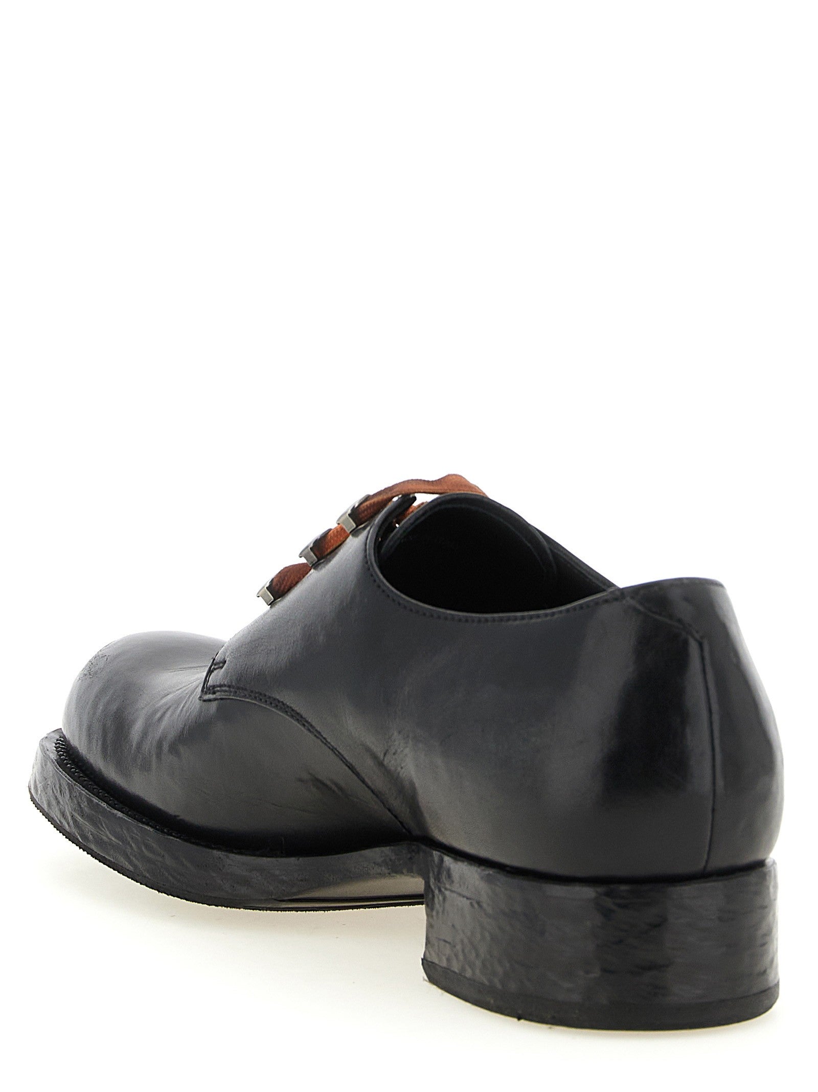 PRADA Leather Lace up Shoes Black