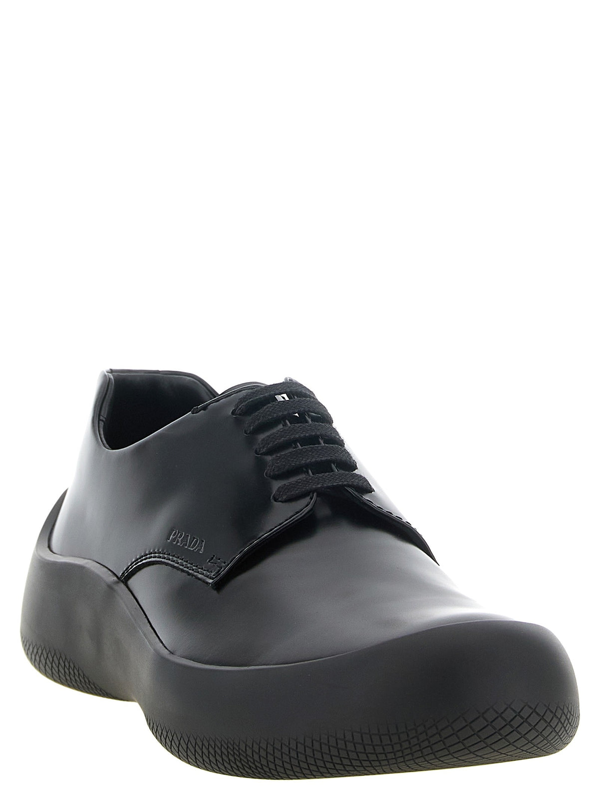 PRADA Leather Lace up Shoes Black
