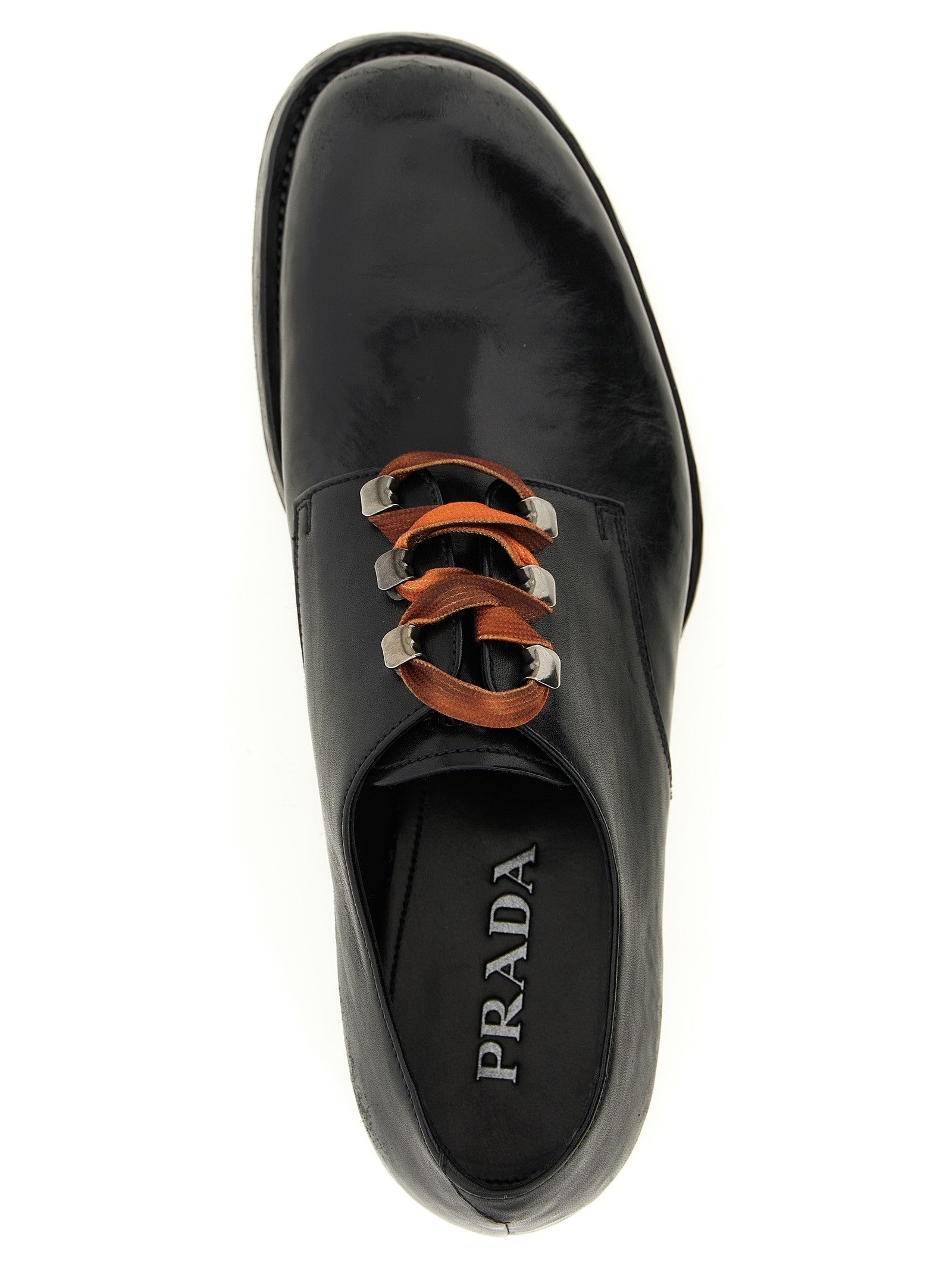 PRADA Leather Lace up Shoes Black