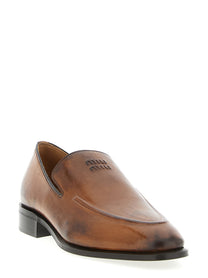 Miu Miu Leather Loafers Brown