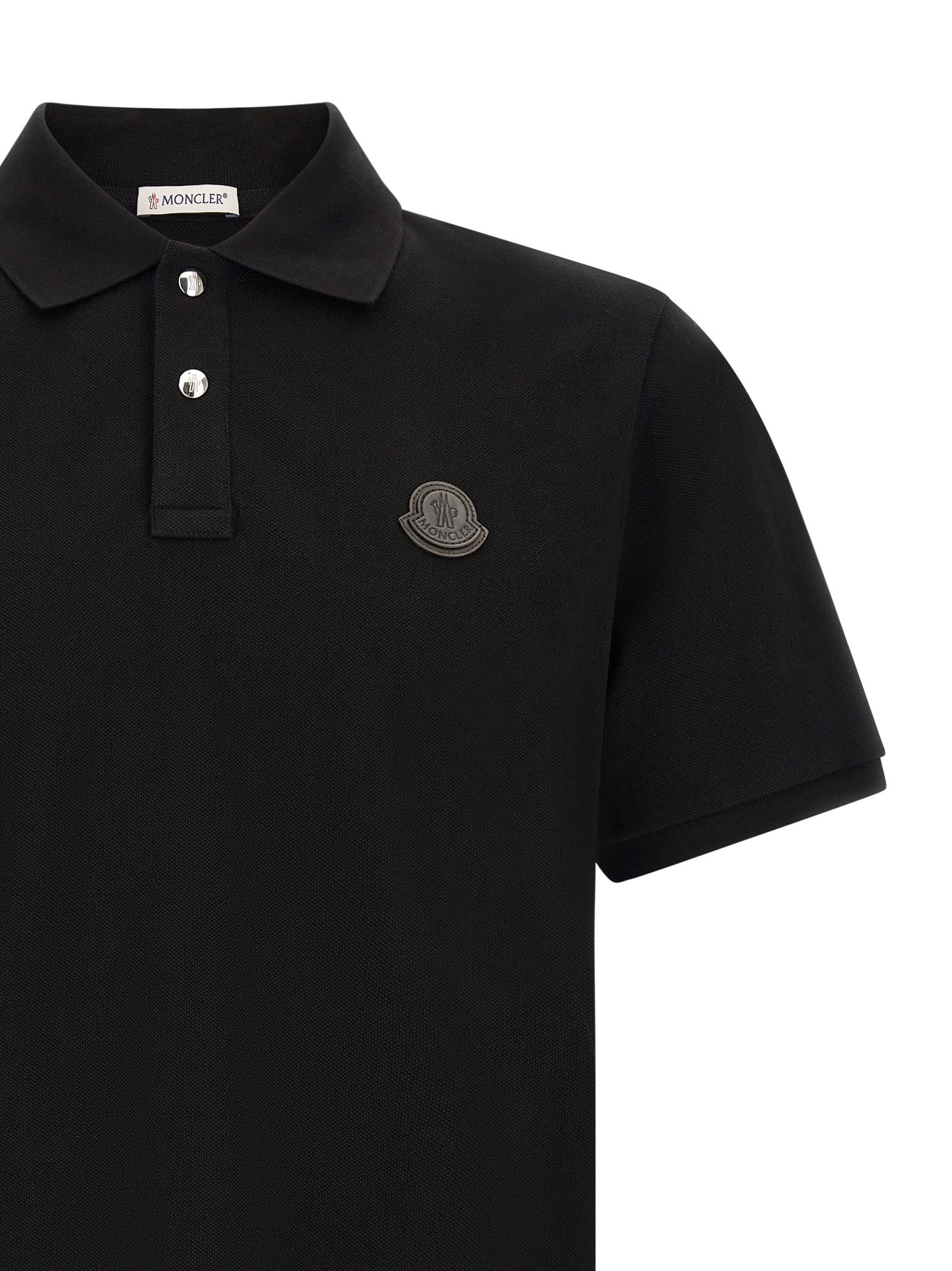 Moncler Leather Polo Shirt Black