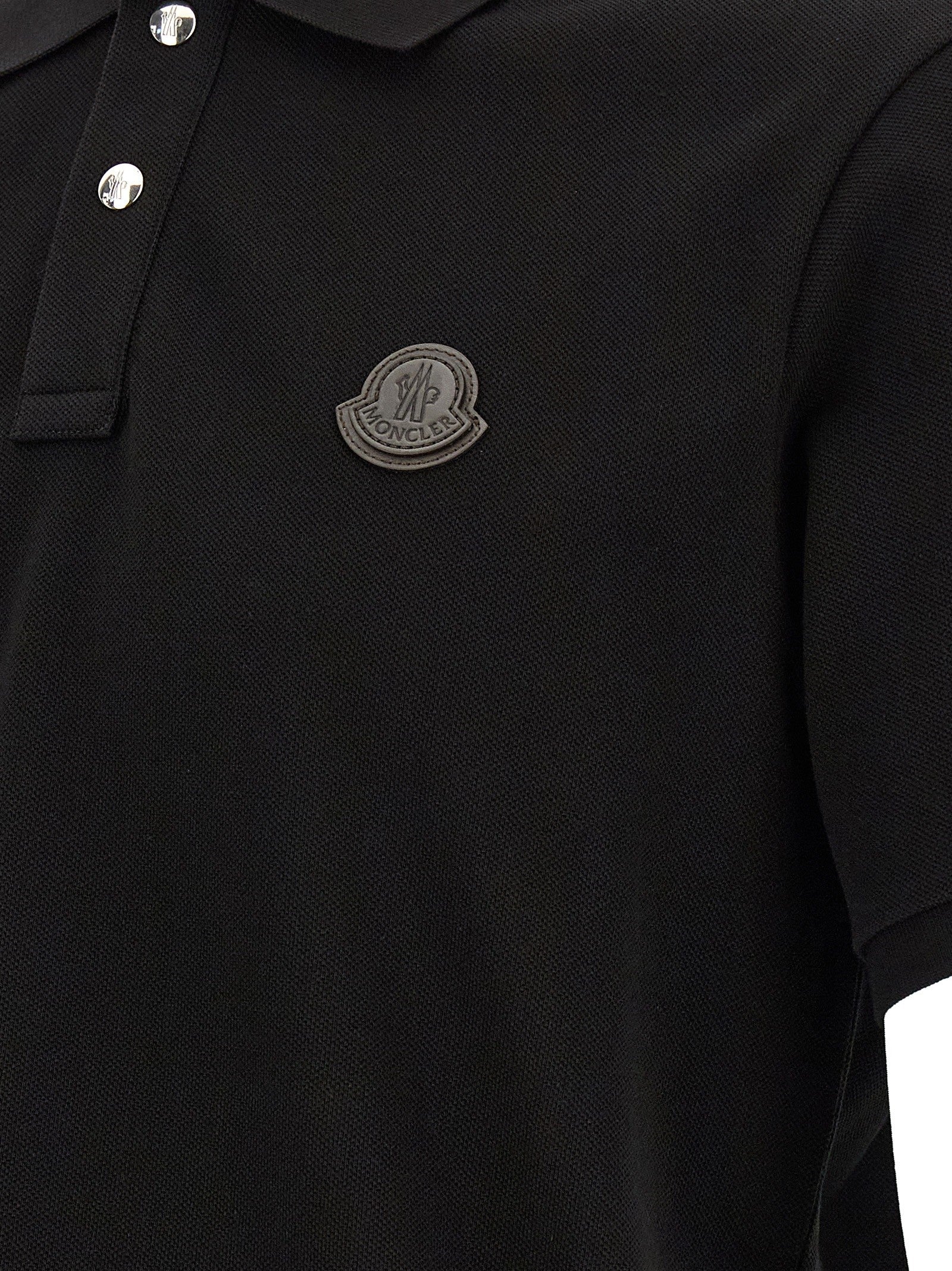 Moncler Leather Polo Shirt Black