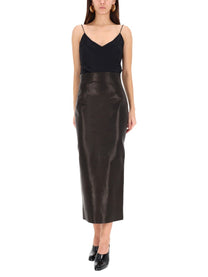Khaite Women's Leather Loxley Skirt Black