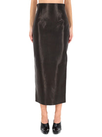 Khaite Women's Leather Loxley Skirt Black