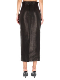 Khaite Women's Leather Loxley Skirt Black
