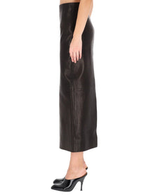 Khaite Women's Leather Loxley Skirt Black