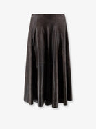 Alysi Women's Leather Midi Skirt Brown