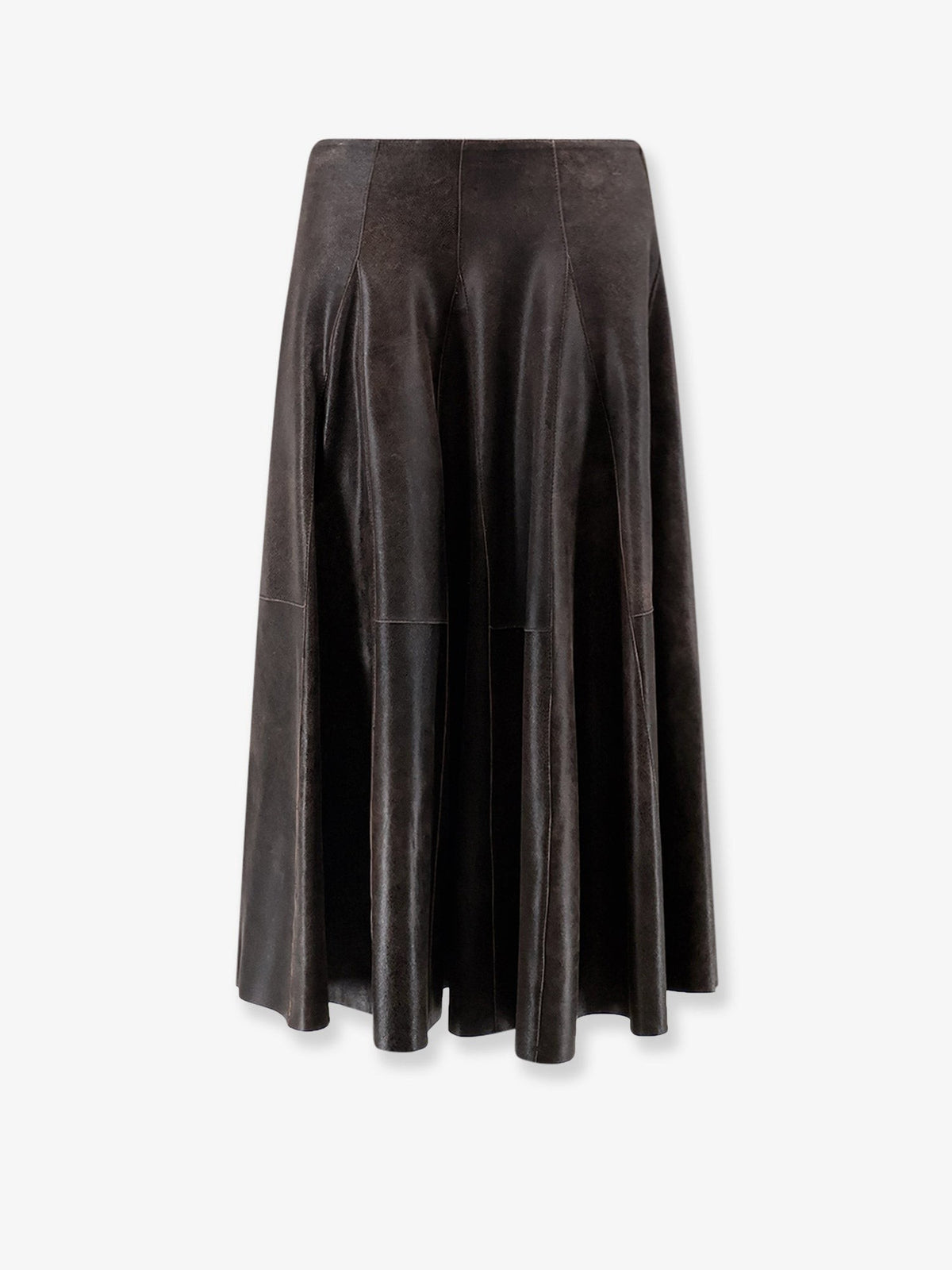 Alysi Women's Leather Midi Skirt Brown