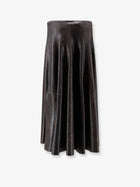 Alysi Women's Leather Midi Skirt Brown, view 2
