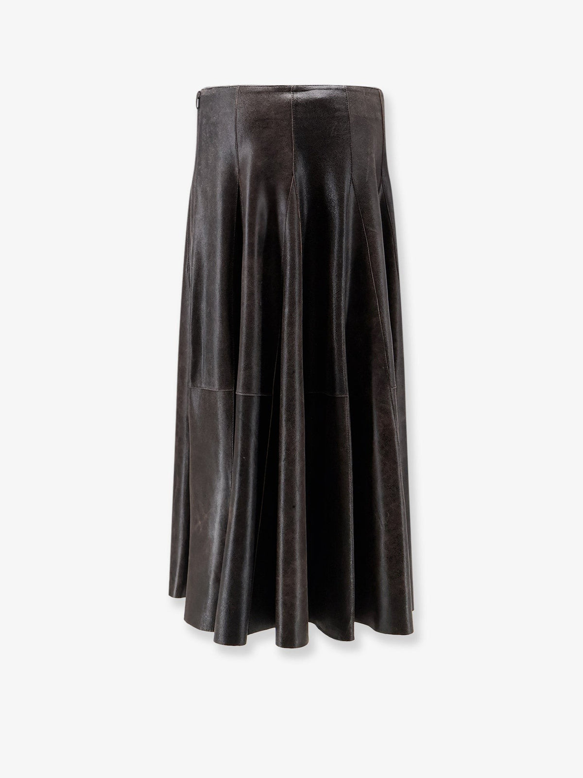 Alysi Women's Leather Midi Skirt Brown, view 2