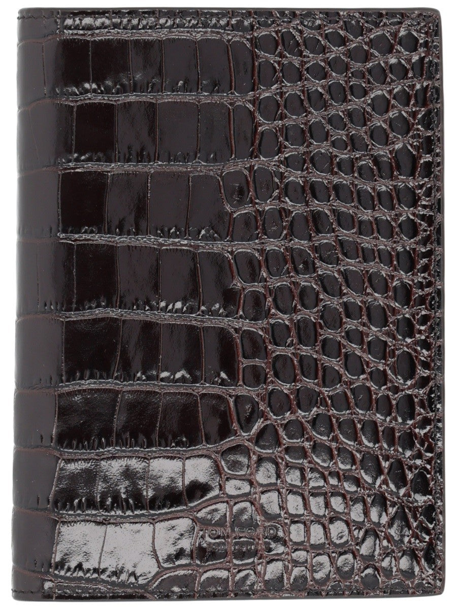Tom Ford Men's Leather Passport Holder Brown Tom Ford