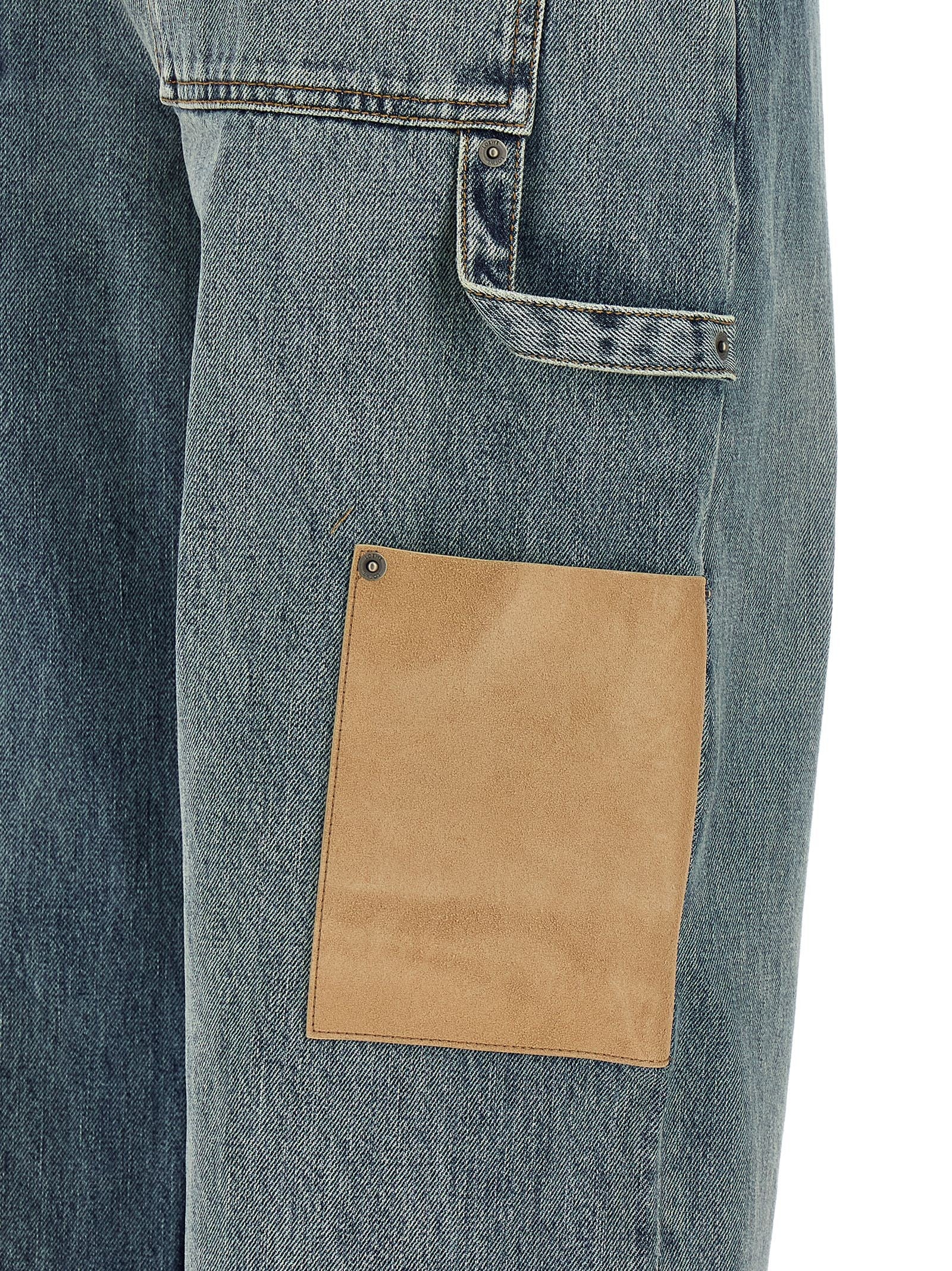 Loewe Leather Pocket Jeans Blue