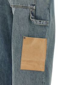 Loewe Leather Pocket Jeans Blue