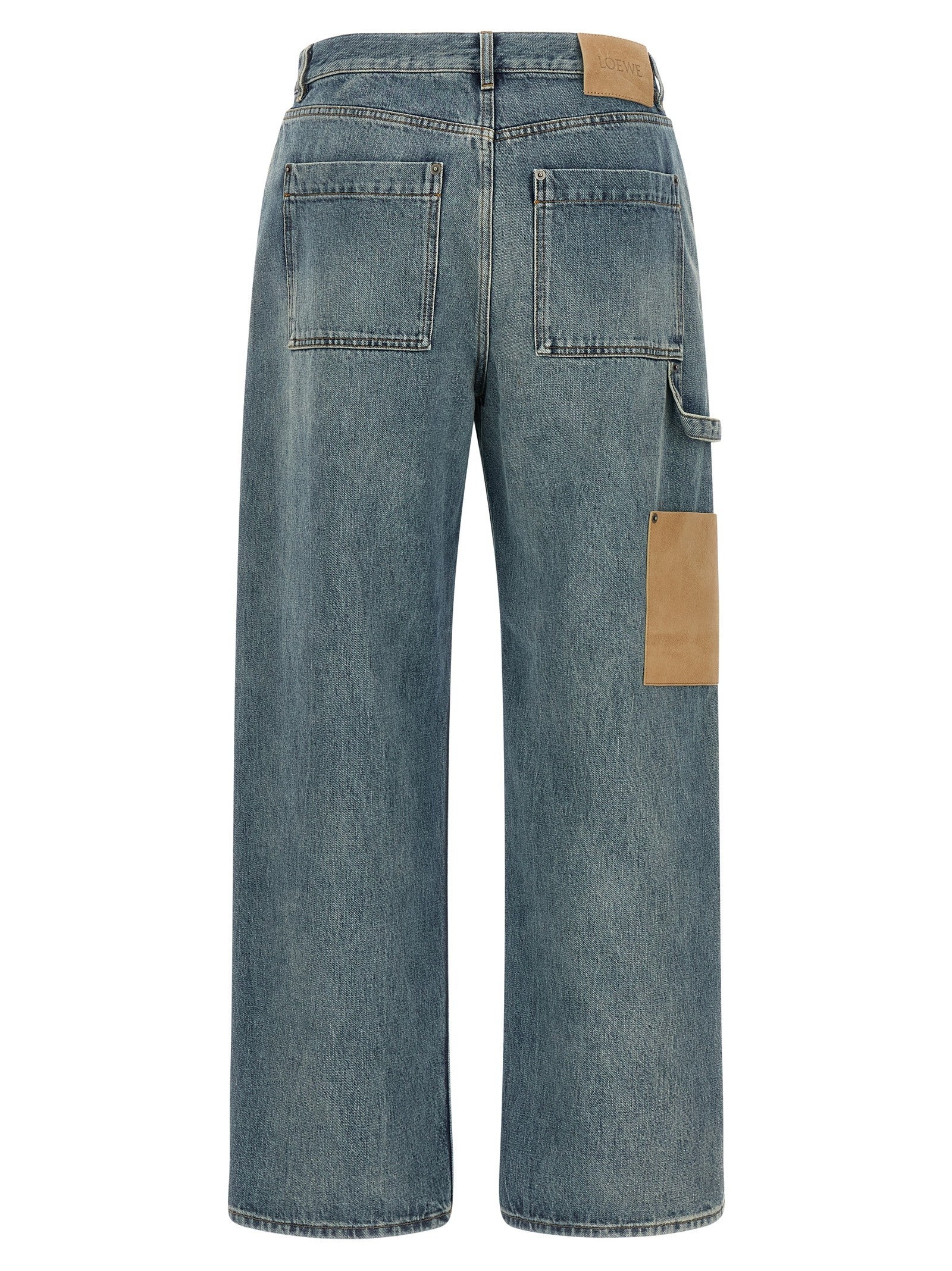 Loewe Leather Pocket Jeans Blue
