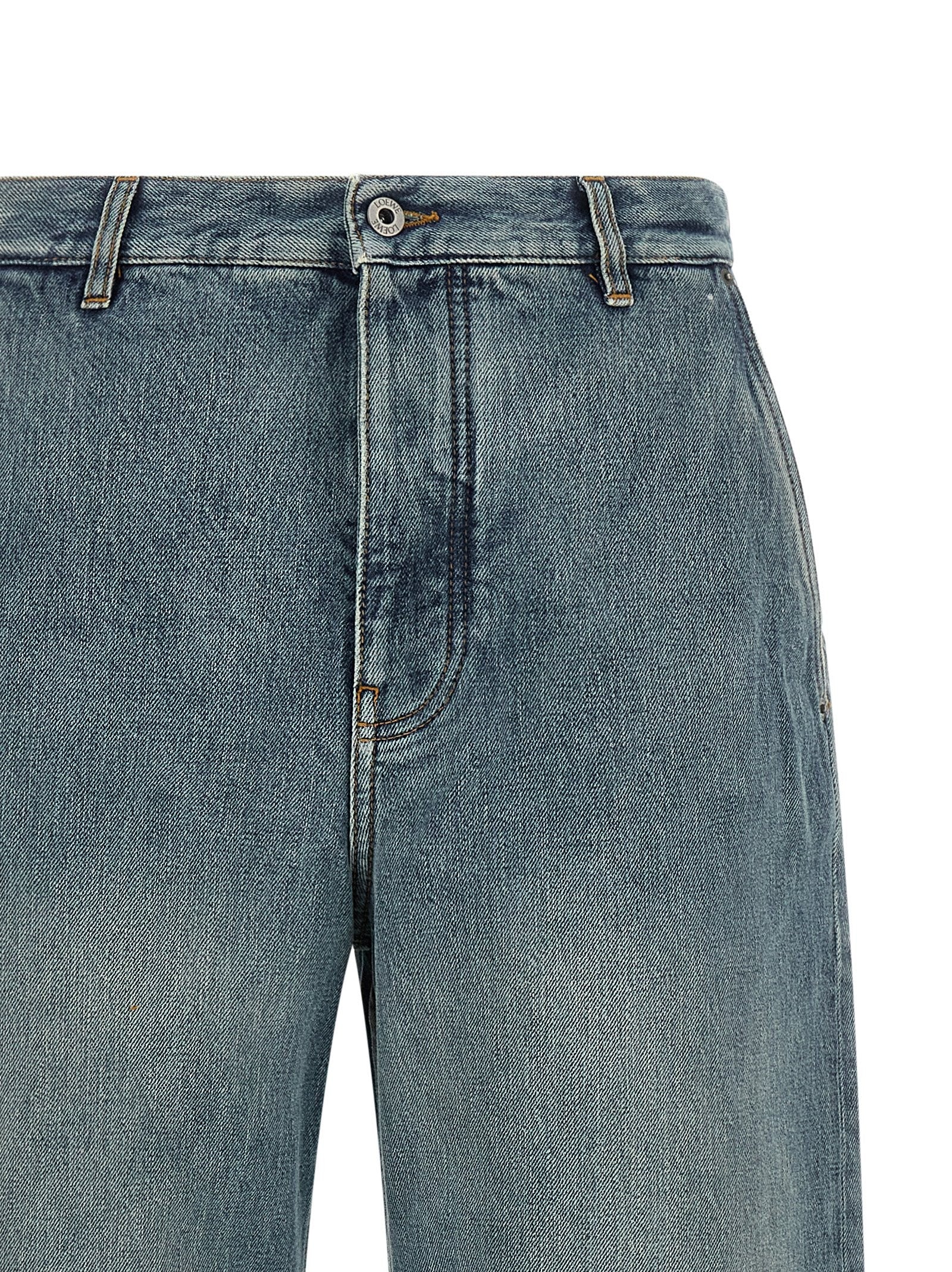 Loewe Leather Pocket Jeans Blue