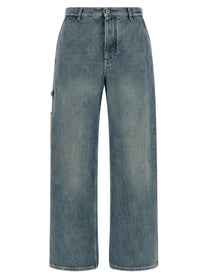 Loewe Leather Pocket Jeans Blue