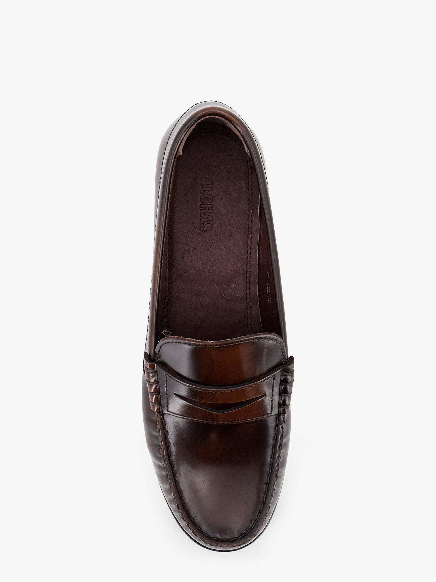 Alohas Women's Leather Rivet Loafers Brown