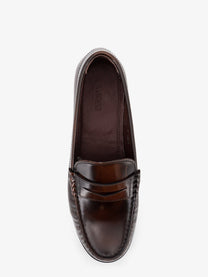 Alohas Women's Leather Rivet Loafers Brown