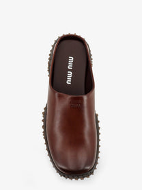 Miu Miu Women's Leather Sabot Brown
