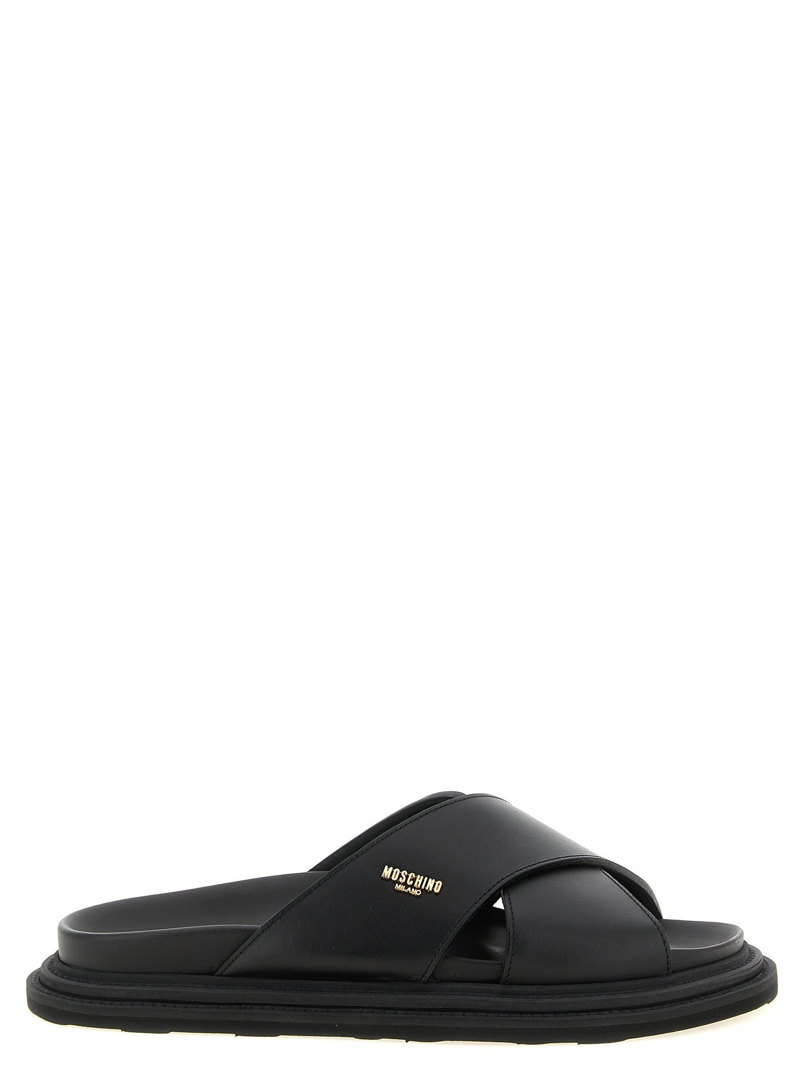 Moschino Leather Sabots Black