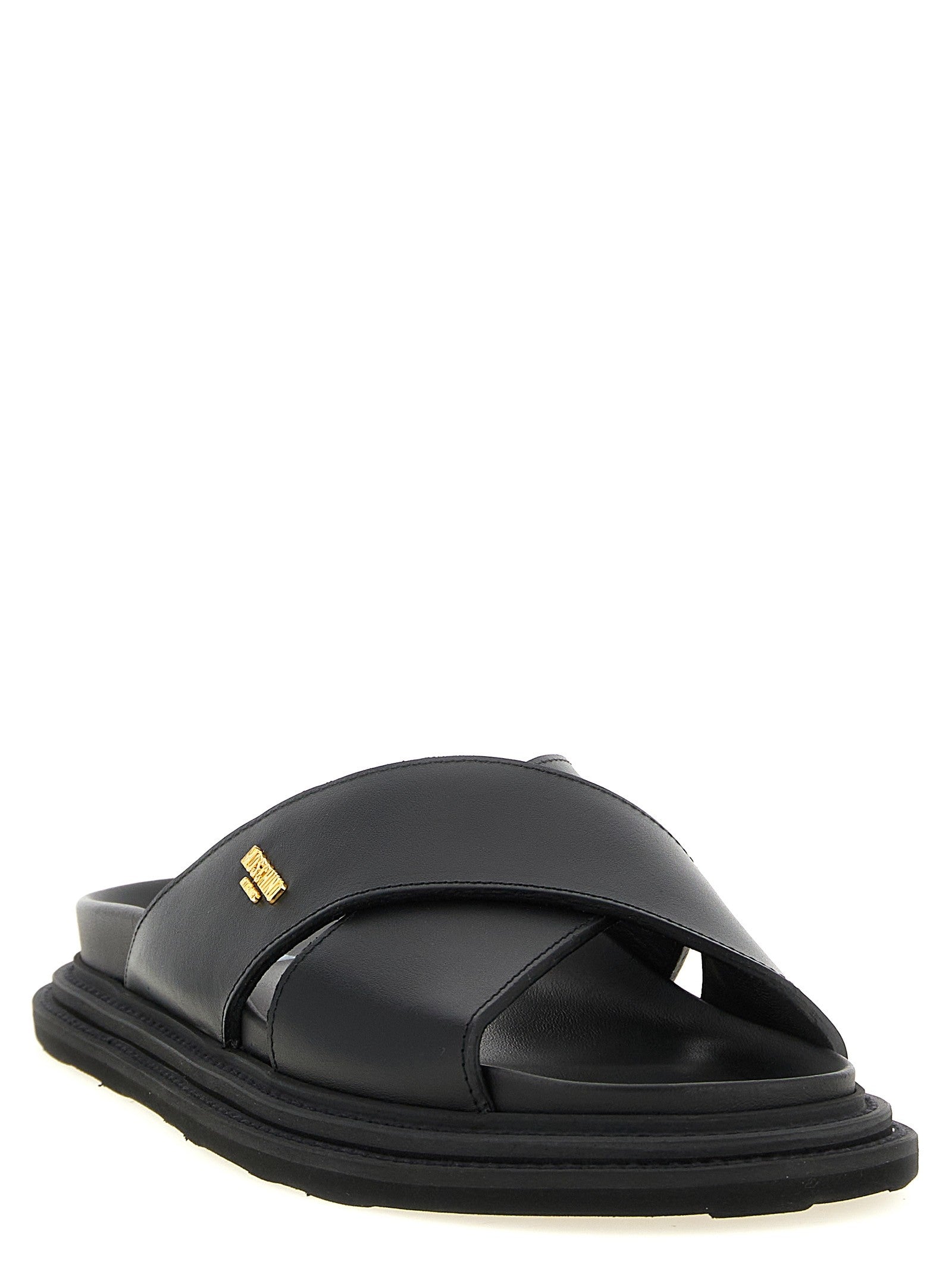 Moschino Leather Sabots Black
