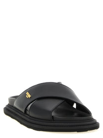 Moschino Leather Sabots Black