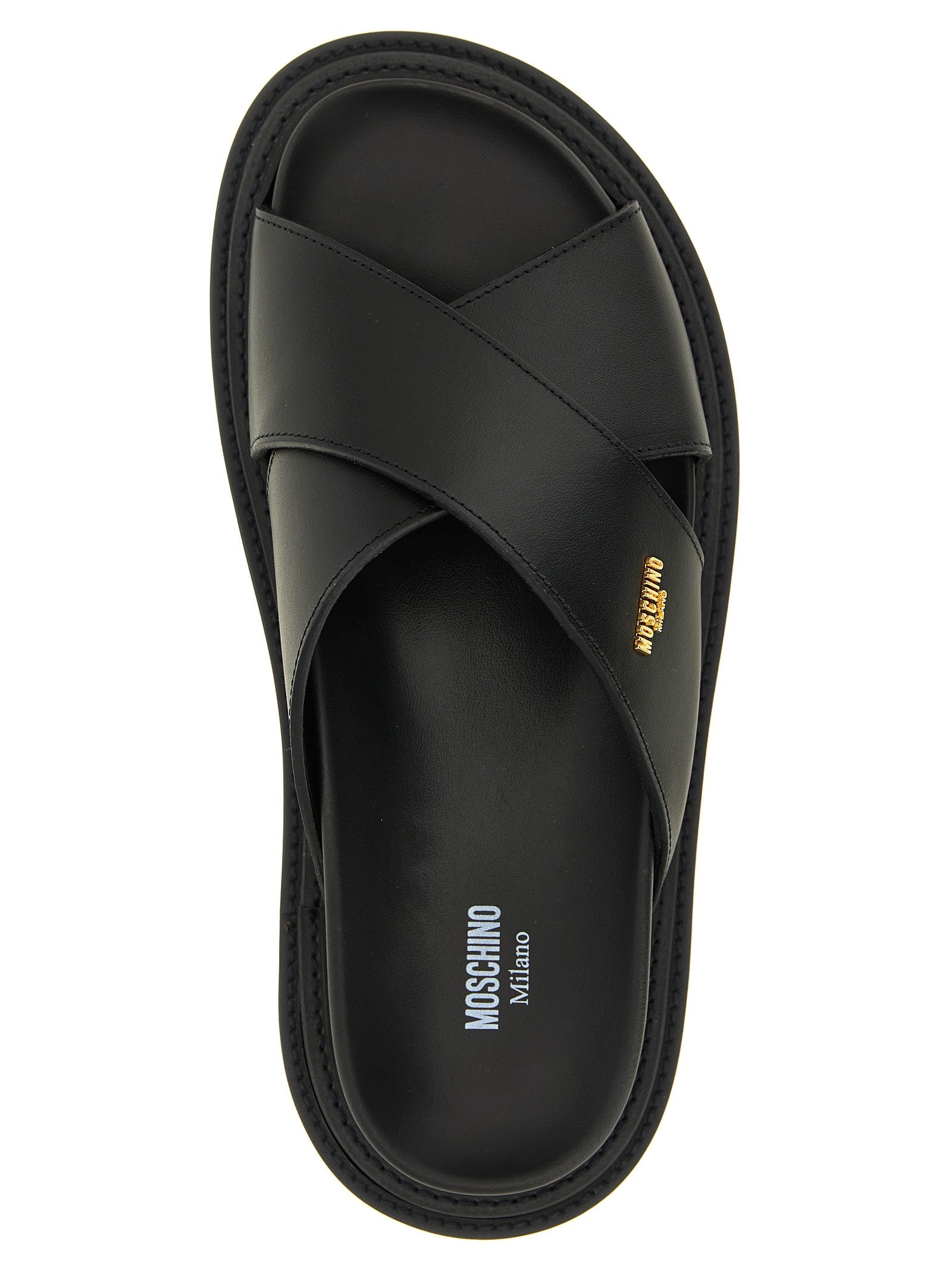 Moschino Leather Sabots Black