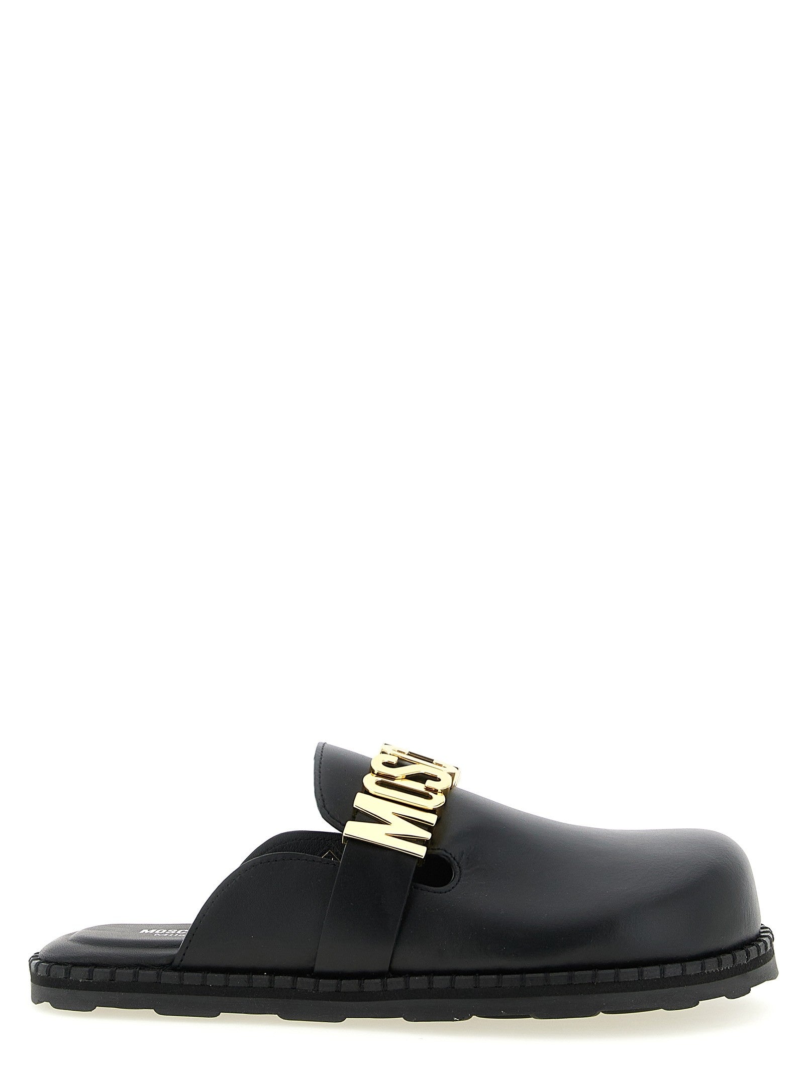Moschino Leather Sabots Black