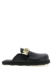 Moschino Leather Sabots Black